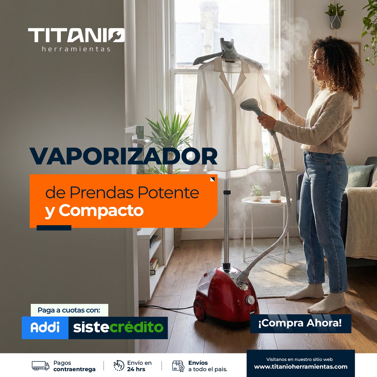 Plancha a Vapor Vertical - Potente y Liviana 110V
