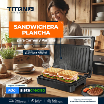 Sandwichera parrilla grill - plancha antiadherente 850 W
