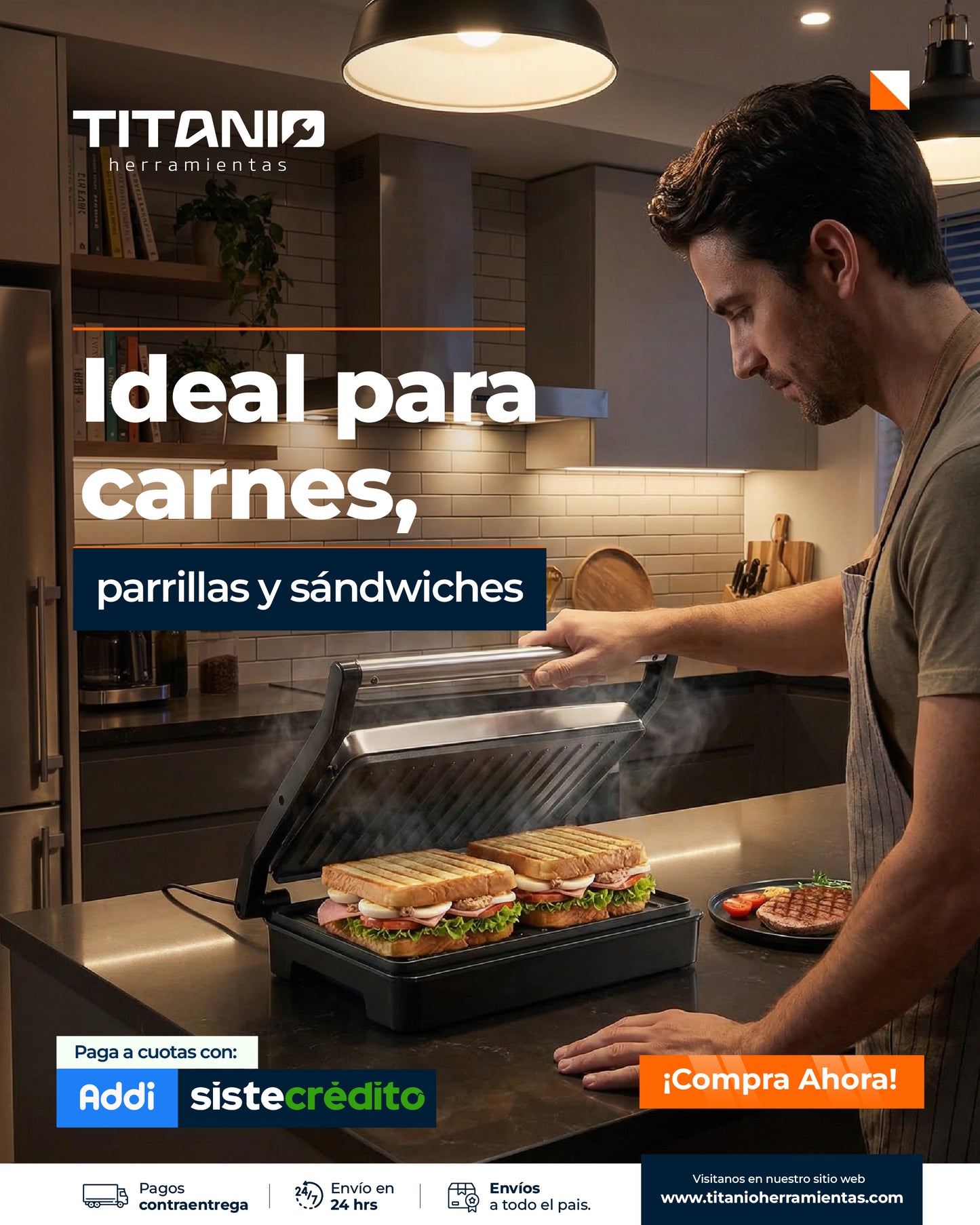 Sandwichera parrilla grill - plancha antiadherente 850 W