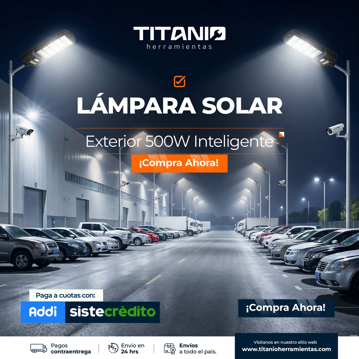Foco Solar de 500 W de potencia - Sensor de presencia