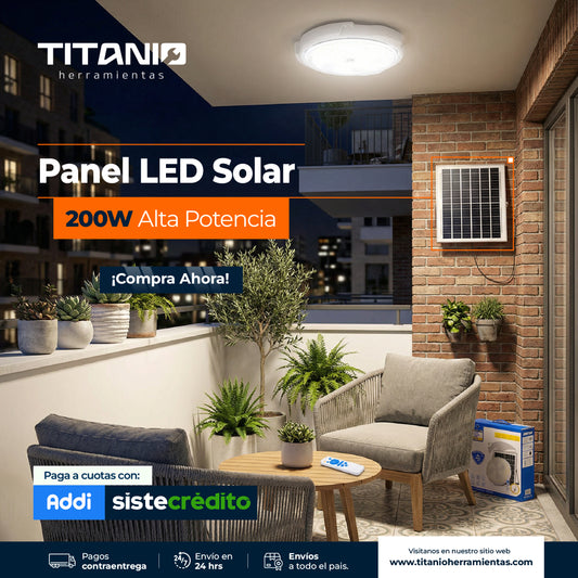 Panel Led Solar Exterior 200W A Control Remoto