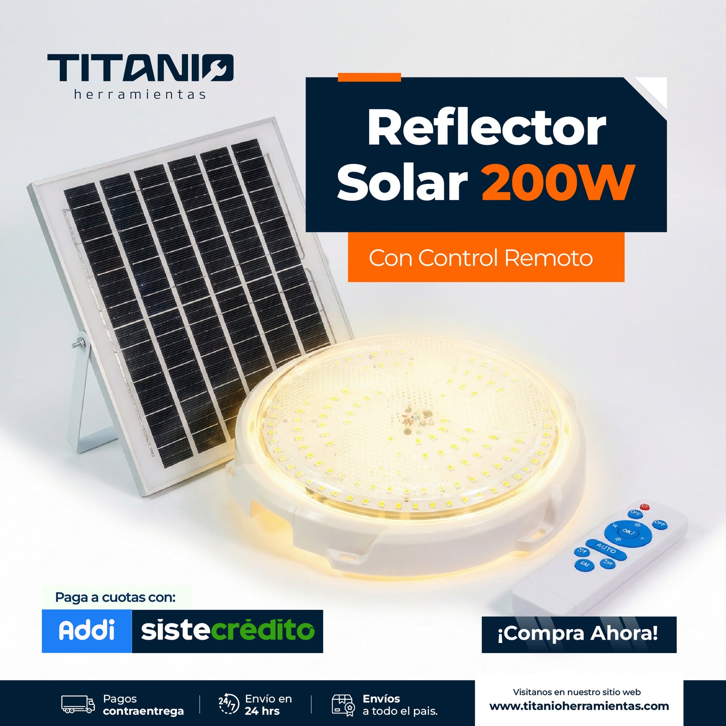 Panel Led Solar Exterior 200W A Control Remoto