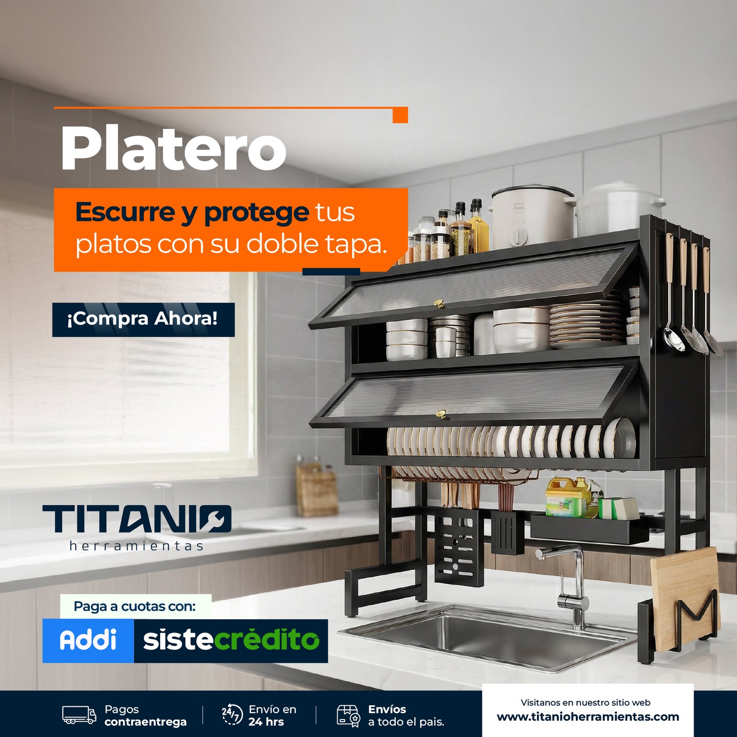 Escurridor de platos de 2 Sect de 65 CM