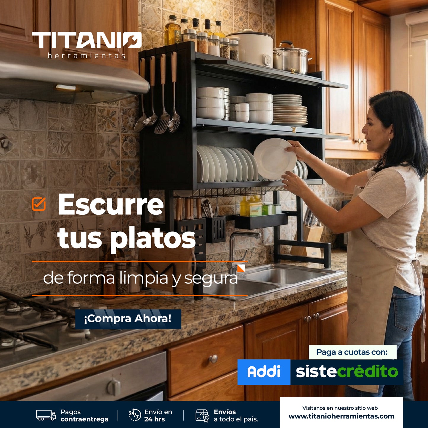 Escurridor de platos de 2 Sect de 65 CM