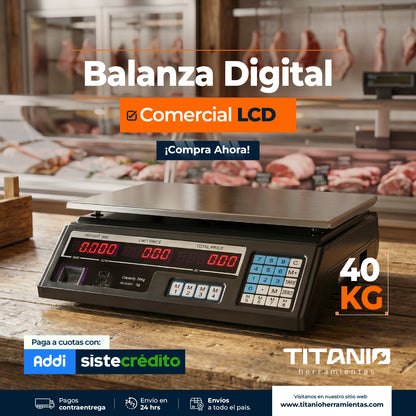 Balanza Digital de 40Kg Comercial LCD