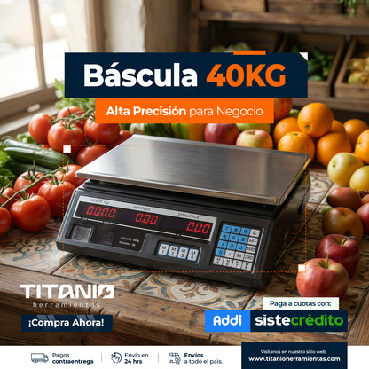 Balanza Digital de 40Kg Comercial LCD