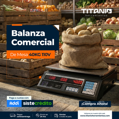 Balanza Digital de 40Kg Comercial LCD