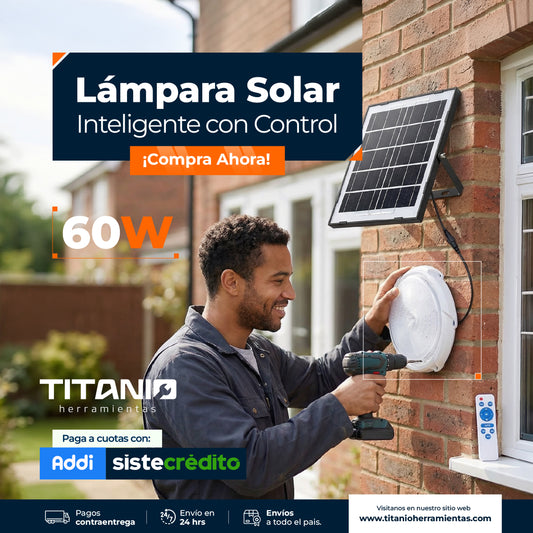 Lámpara solar inteligente de 60W con control y panel solar