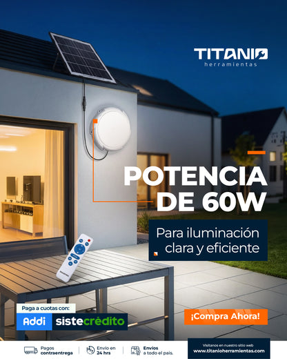 Lámpara solar inteligente de 60W con control y panel solar
