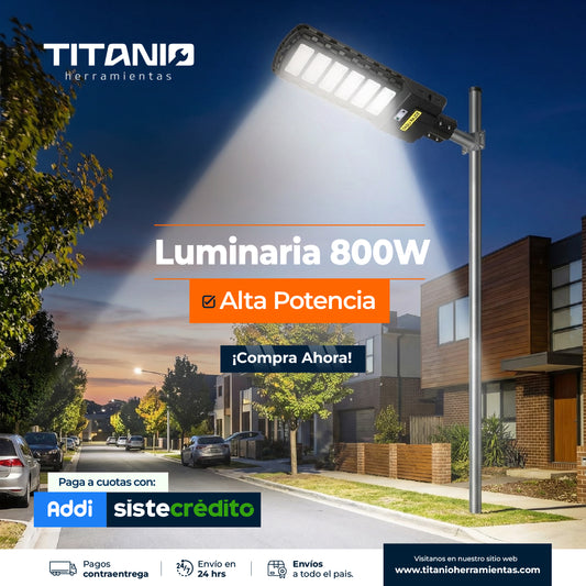 Lampara Solar de 800 W de potencia - Sensor de oscuridad