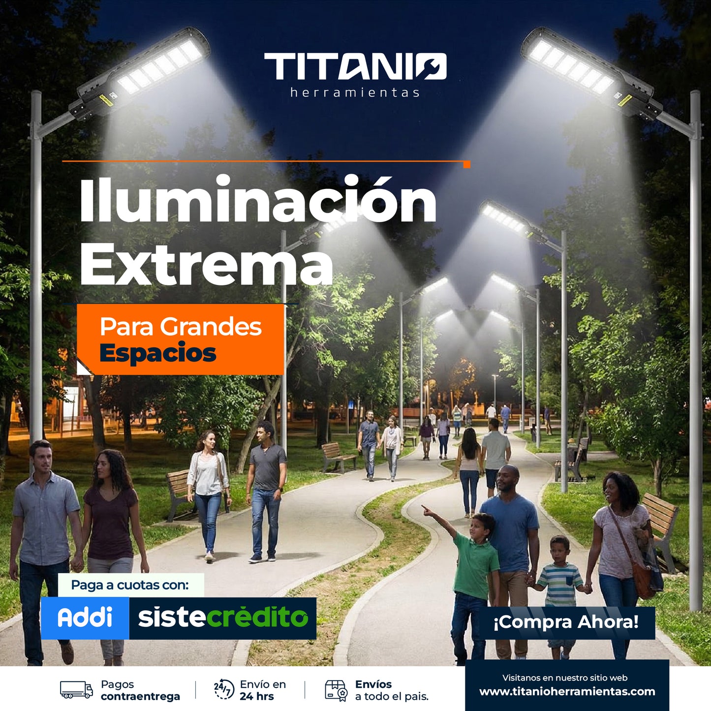 Lampara Solar de 800 W de potencia - Sensor de oscuridad