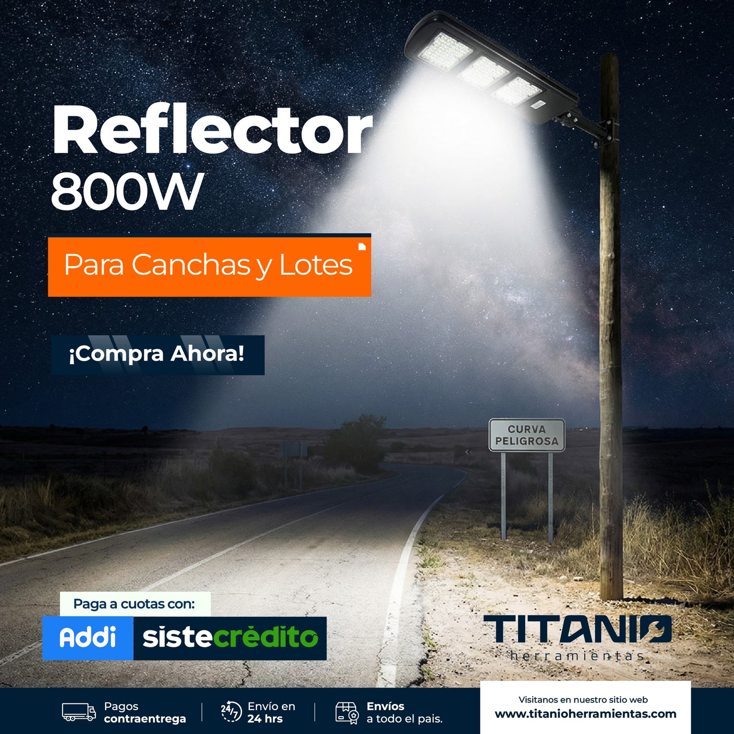 Lampara Solar de 800 W de potencia - Sensor de oscuridad