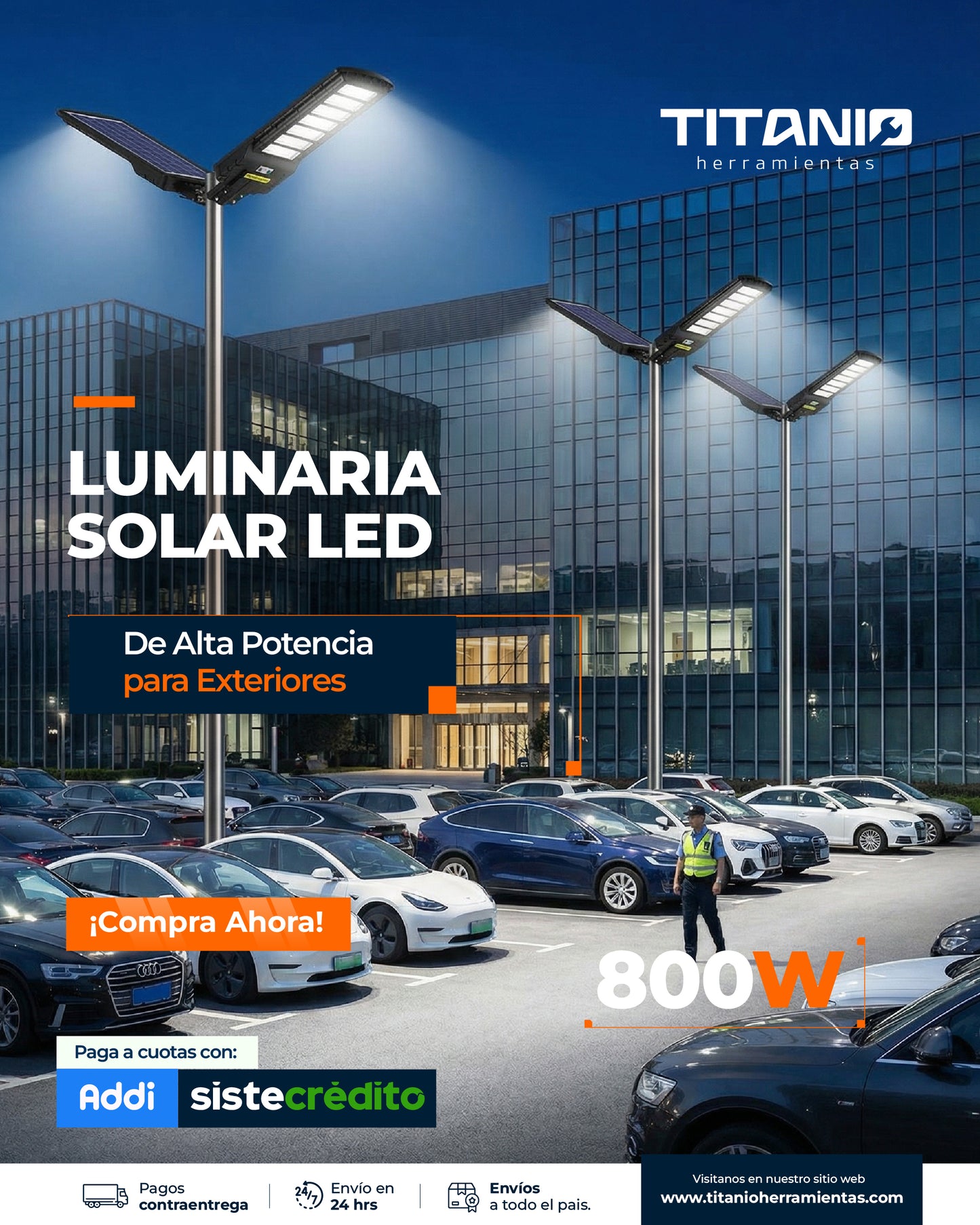 Lampara Solar de 800 W de potencia - Sensor de oscuridad