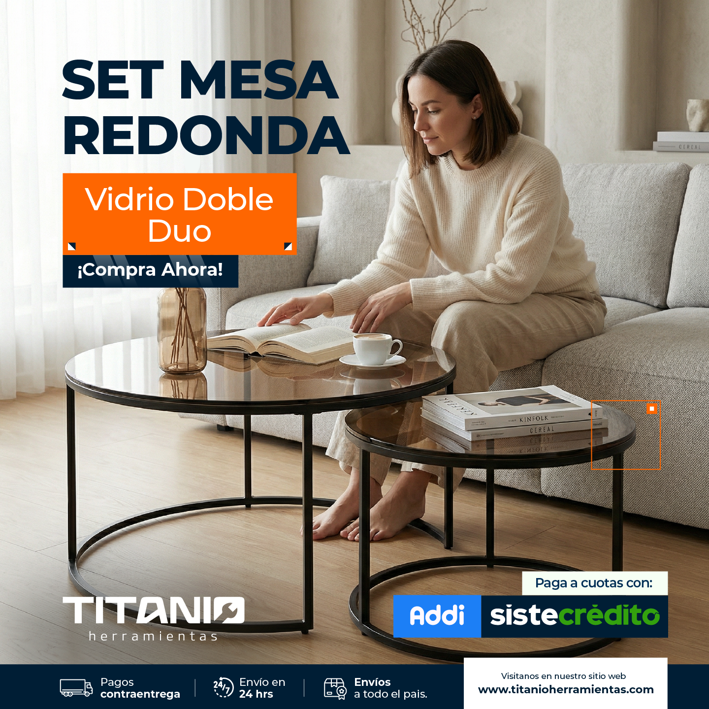 Mesa redonda Vidrio Doble Duo