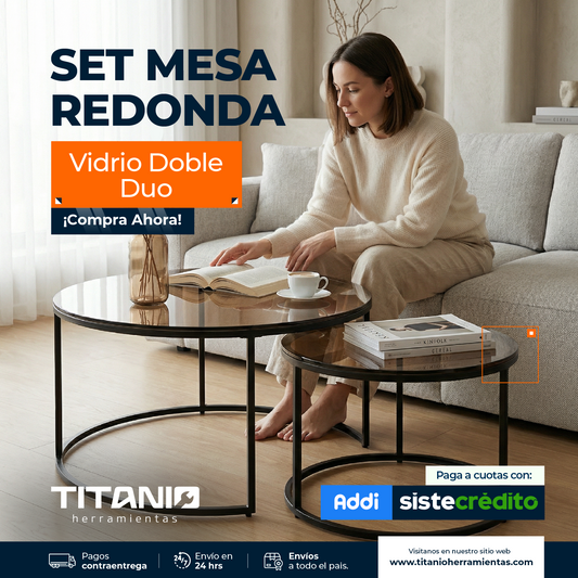 Mesa redonda Vidrio Doble Duo