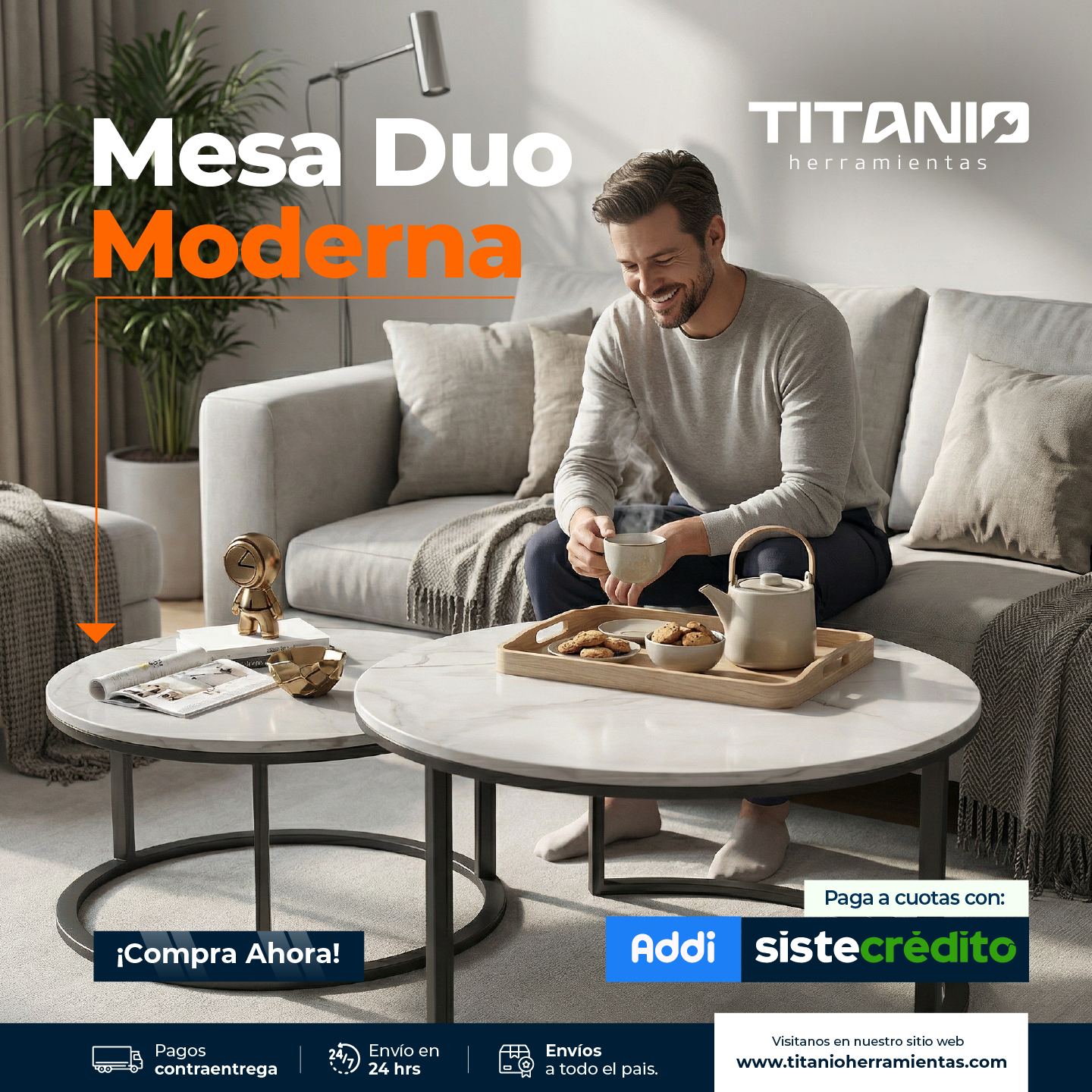 Mesa redonda Vidrio Doble Duo