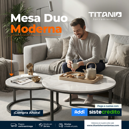 Mesa redonda Vidrio Doble Duo
