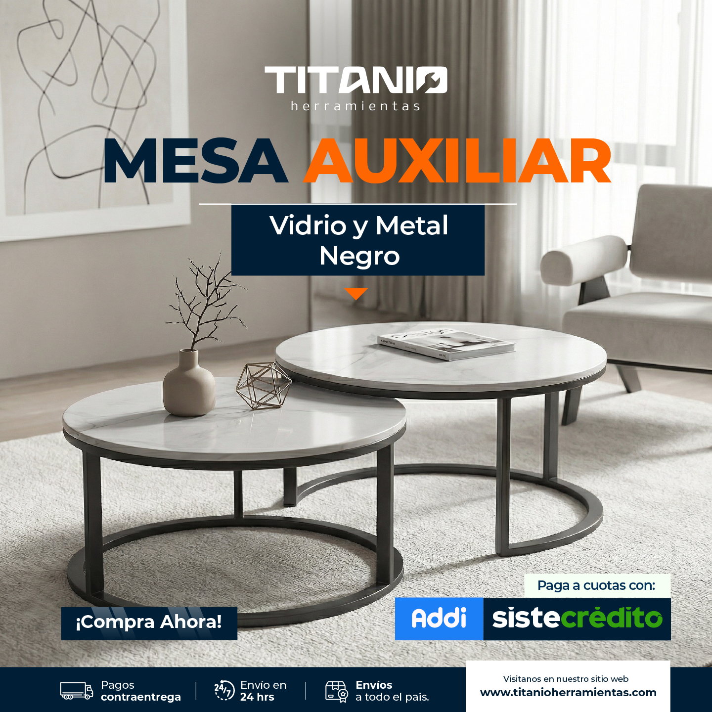 Mesa redonda Vidrio Doble Duo
