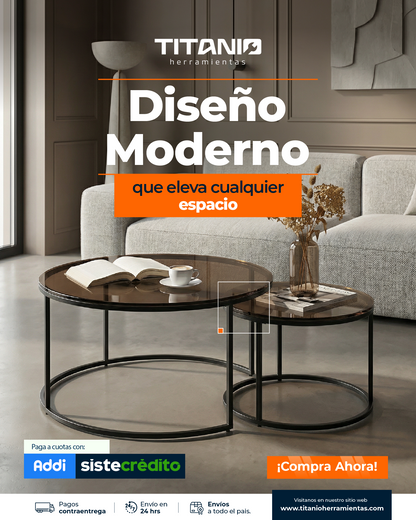 Mesa redonda Vidrio Doble Duo