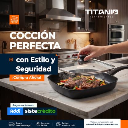 Plancha Grill Aliada con Tapa de Vidrio