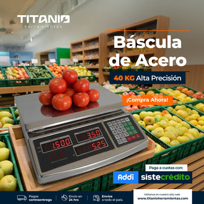 Balanza comercializadora en Acero Inoxidable 40 kg