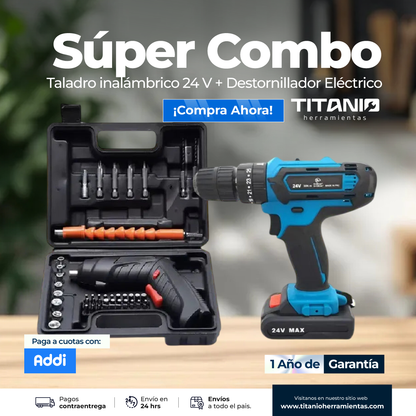 Combo Taladro 24V + Destornillador Eléctrico Inalámbrico