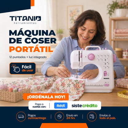 Maquina de Coser Portátil | 12 Puntadas + Luz integrada