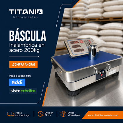 Báscula Digital de piso 200KG en acero recargable
