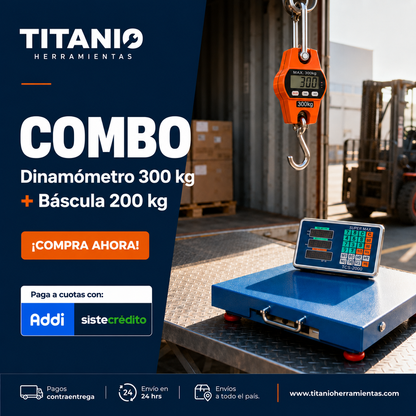 Combo: Balanza Inalámbrica 200 kg + Dinamómetro 300 kg