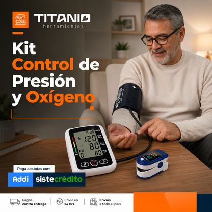 Combo Tensiómetro digital con altavoz + Oxímetro de pulso