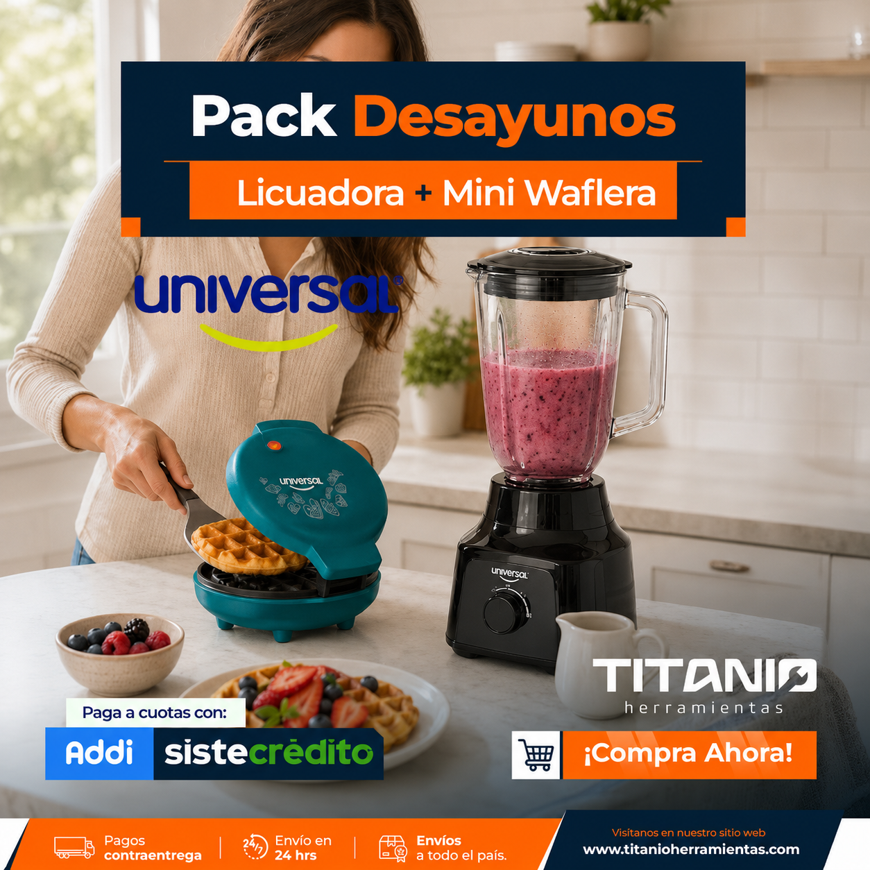 Combo Licuadora + Mini Waflera UNIVERSAL
