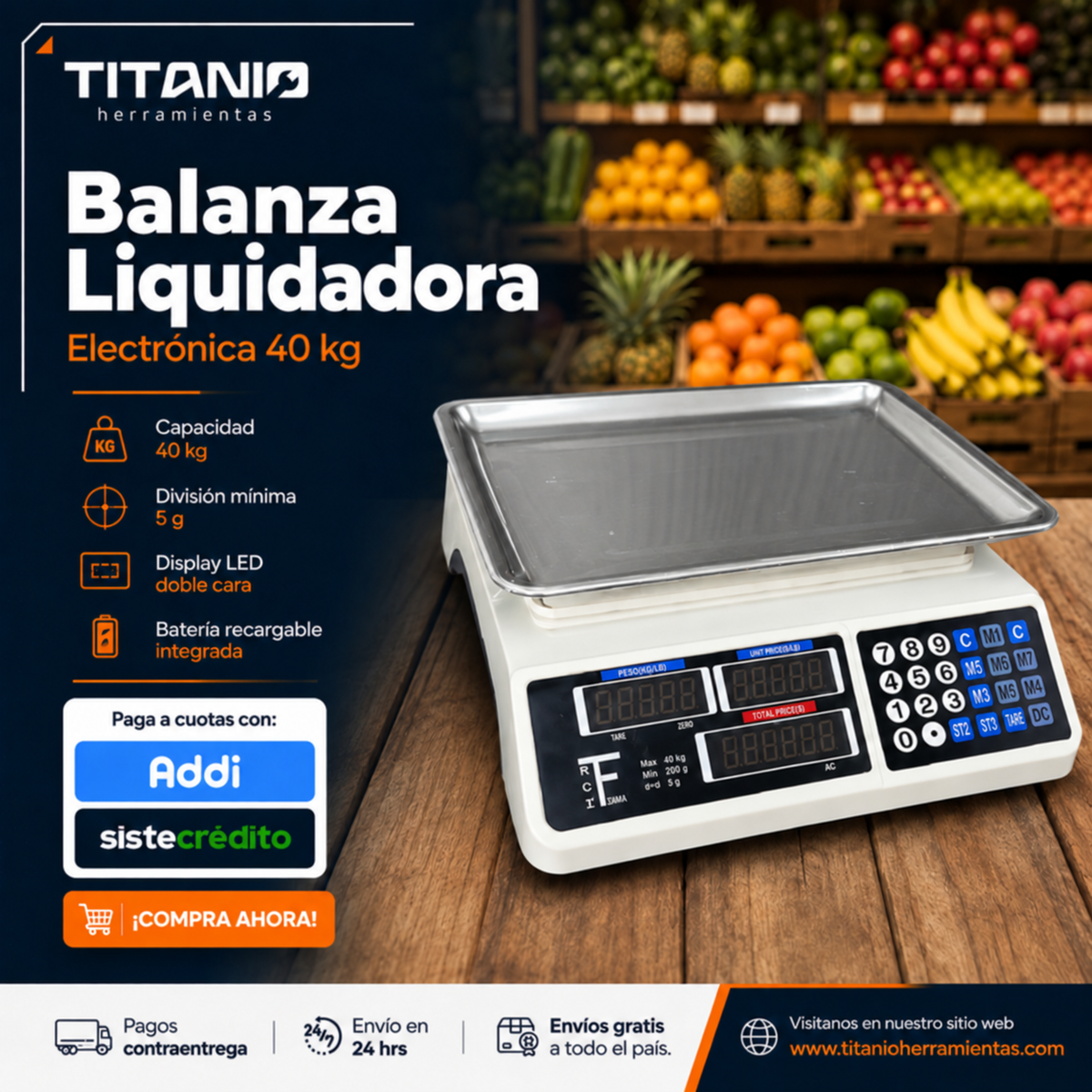 Balanza Liquidadora Electrónica 40kg Digital Gramo En Gramo