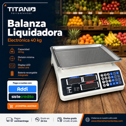 Balanza Liquidadora Electrónica 40kg Digital Gramo En Gramo