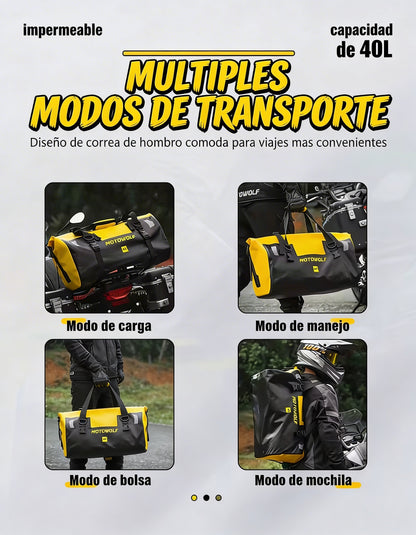Bolsa de lona impermeable para moto de 40L