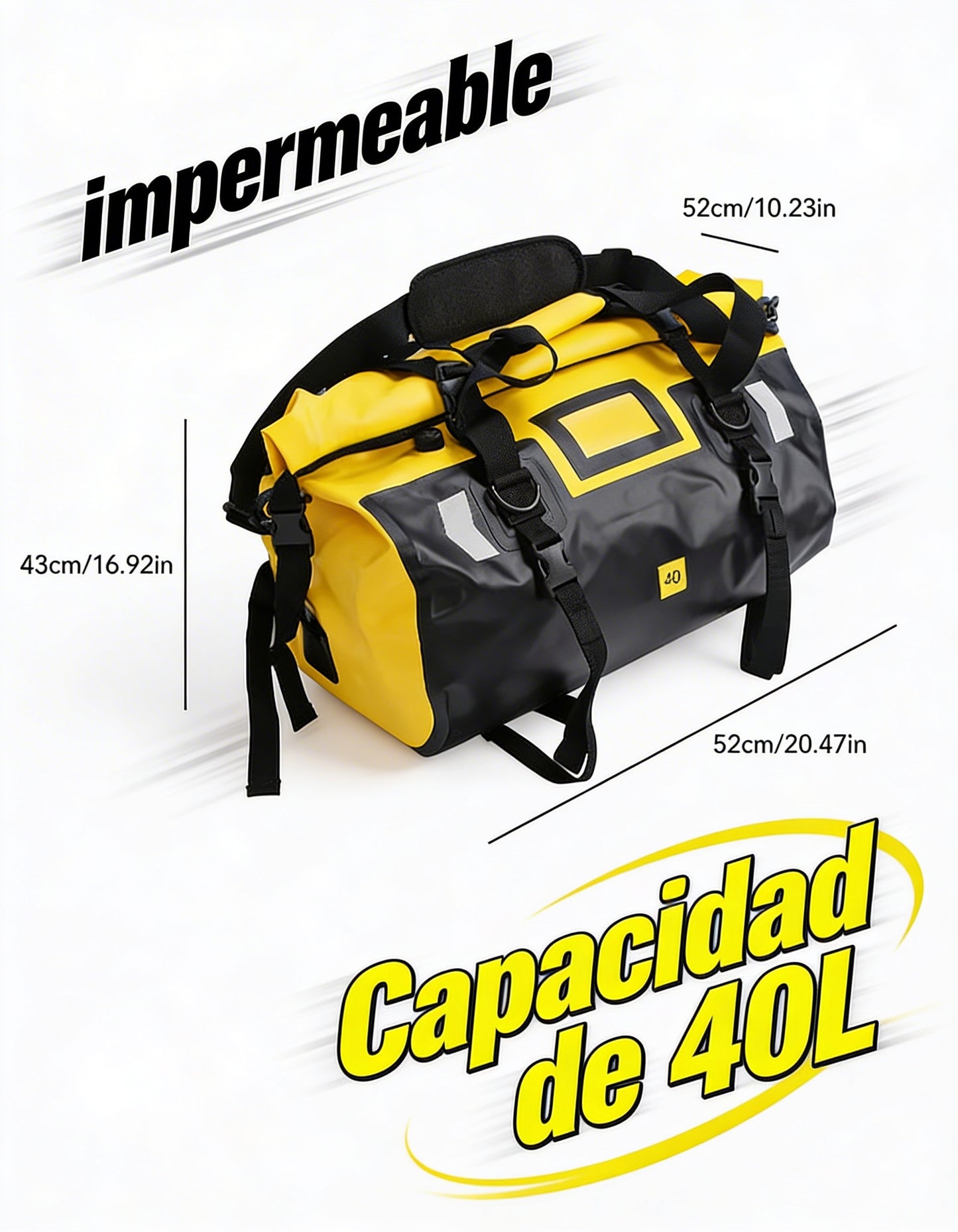 Bolsa de lona impermeable para moto de 40L
