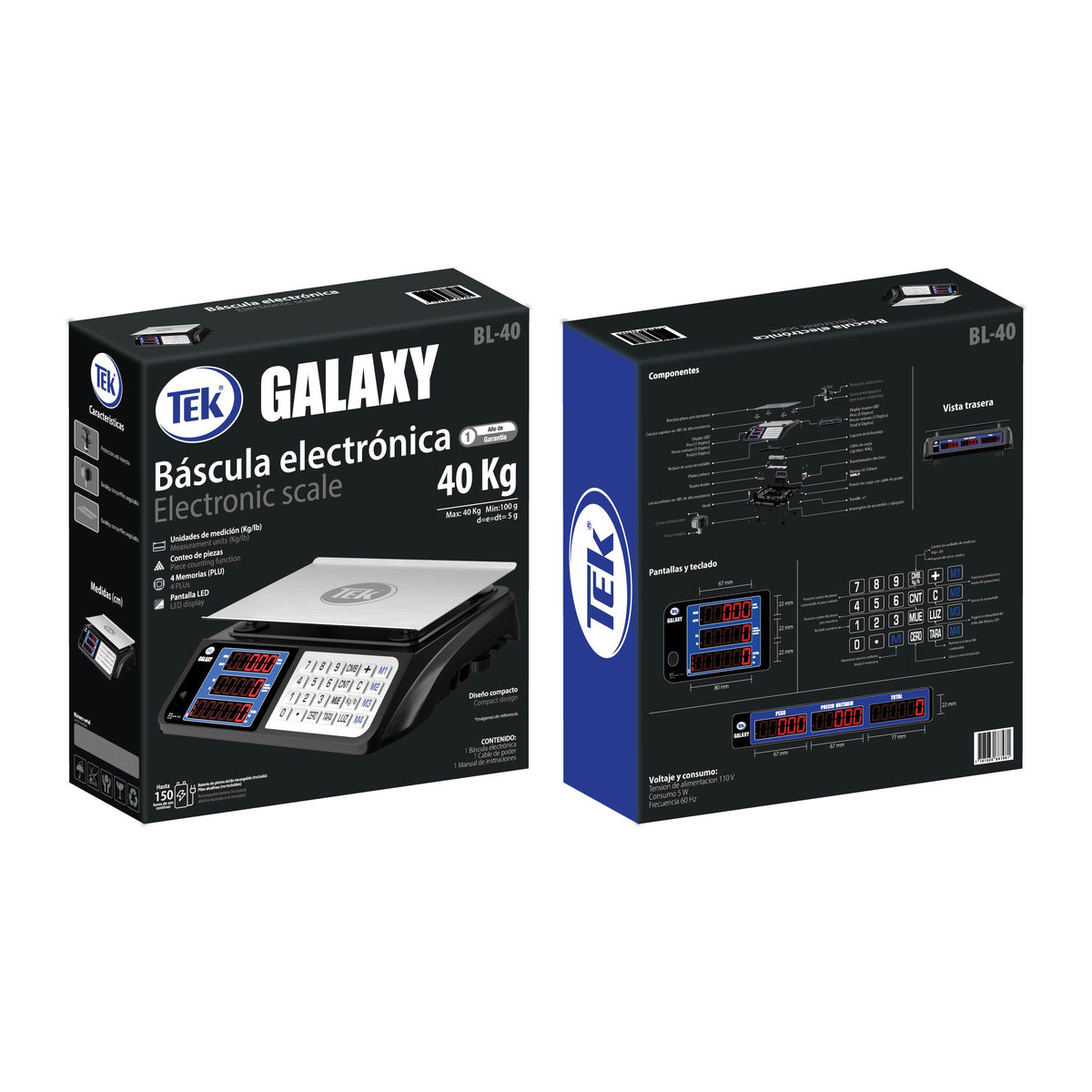 Balanza Electrónica GALAXY TEK 40 Kg de Alta Precisión