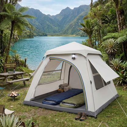 Carpa Familiar Tipo Cabaña Impermeable Para 4 Personas