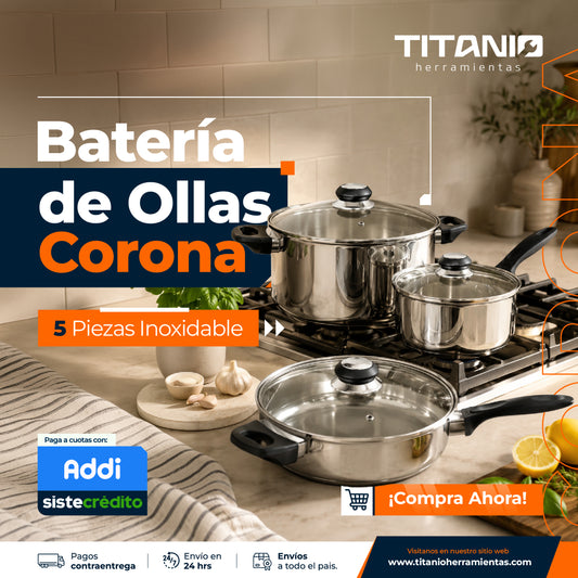 Batería de Ollas Corona x5 Piezas
