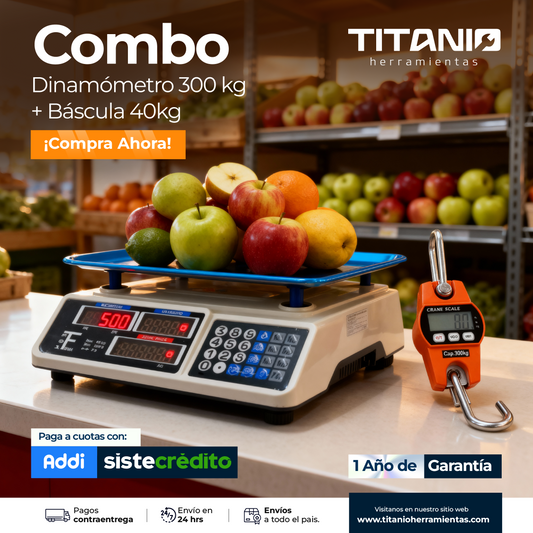 Combo: Balanza 40 kg + Báscula Colgante Dinamómetro 300 kg